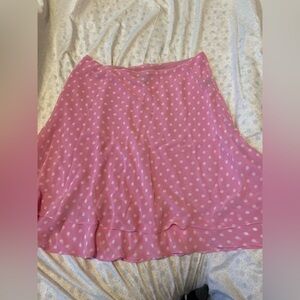 Chaps pink and white polka dot skirt